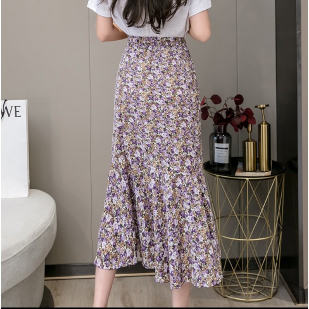 Chân váy hoa nhí công sở cạp cao hai lớp dáng dài chất đẹp | BigBuy360 - bigbuy360.vn