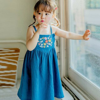 Đầm jean bebezoo 2 dây thêu