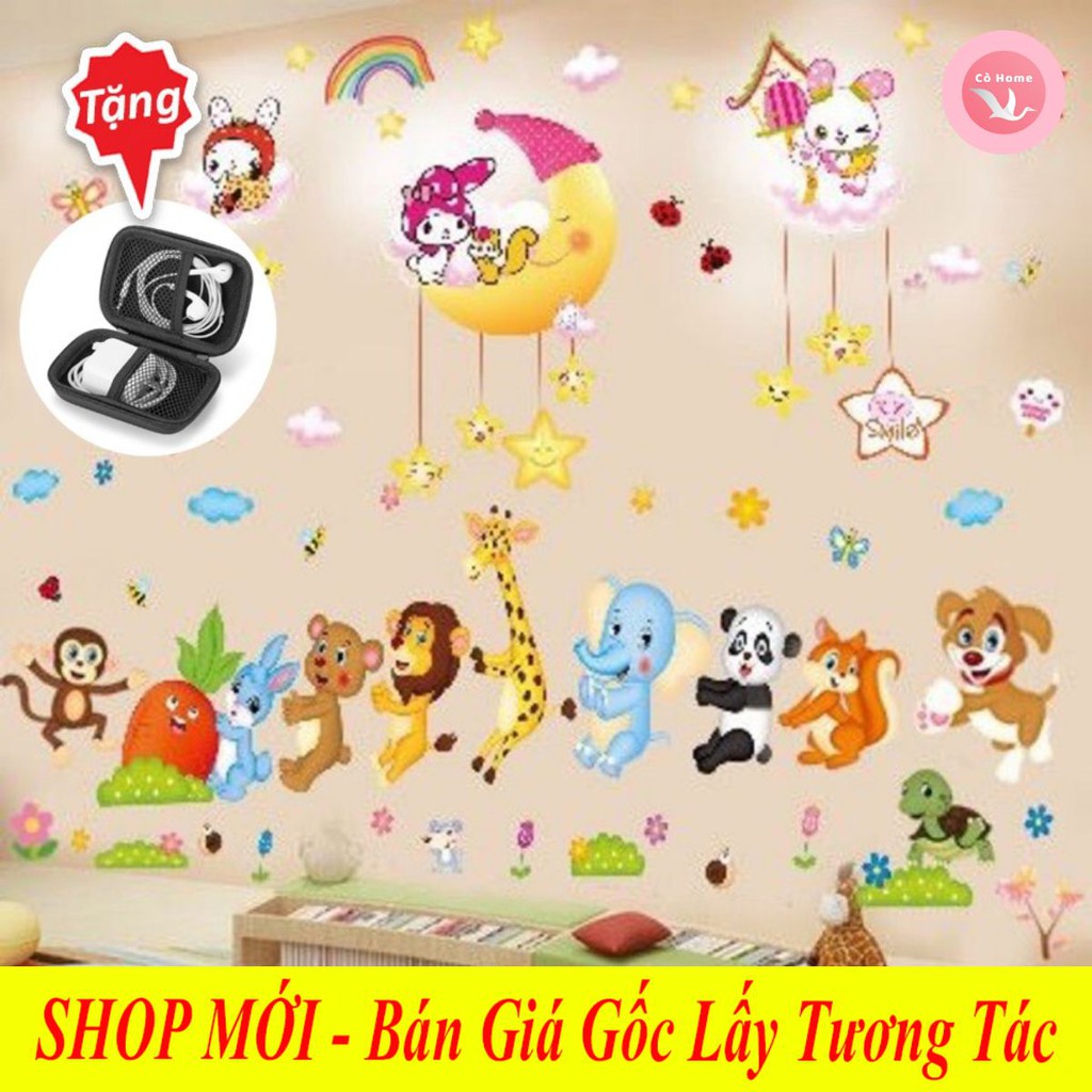 Tranh dán tường cho bé Combo hình Động Vật ngộ nghĩnh
