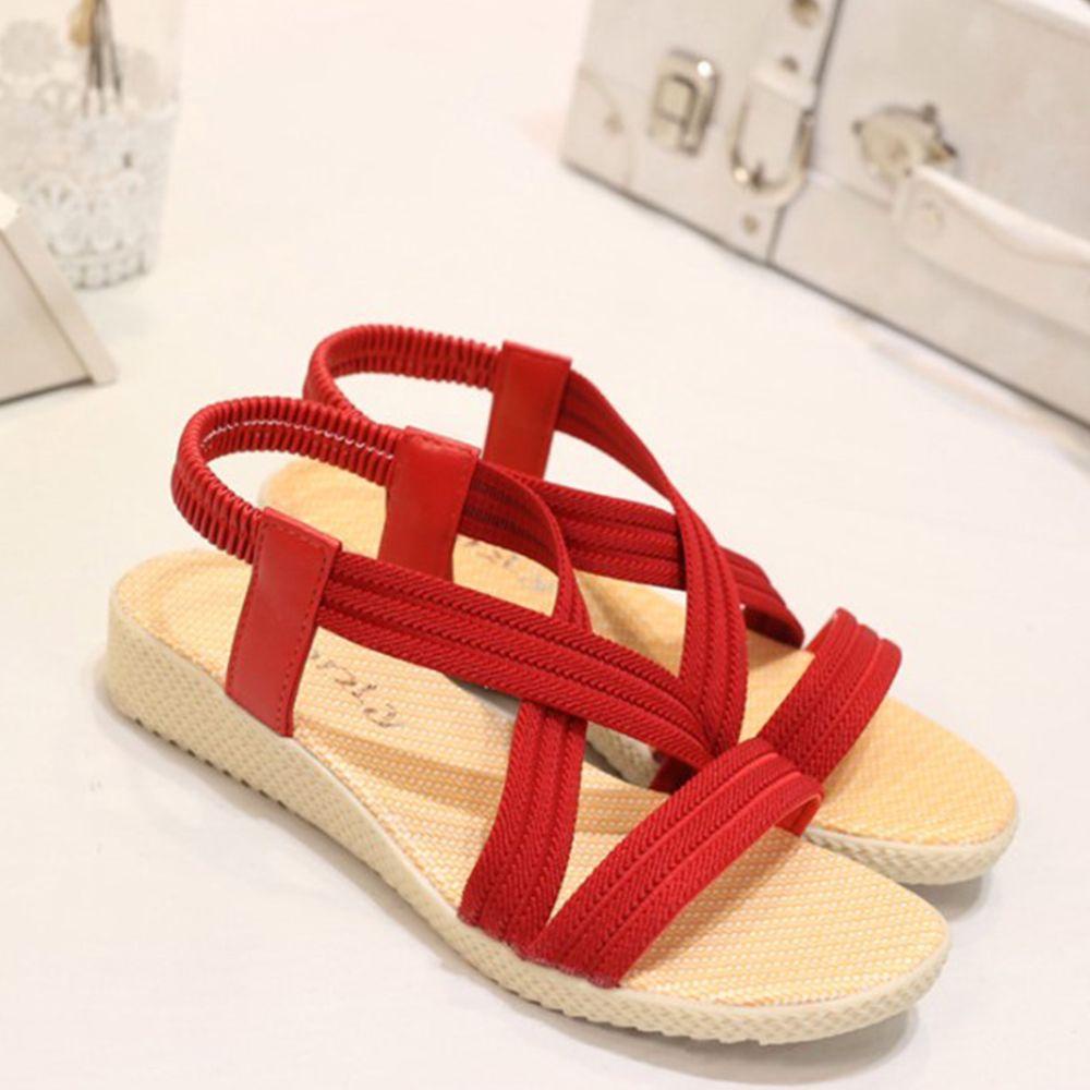 .Xăng đan Đế Bằng Co Giãn Phong Cách Vintage Thời Trang Đi Biển Mùa Hè