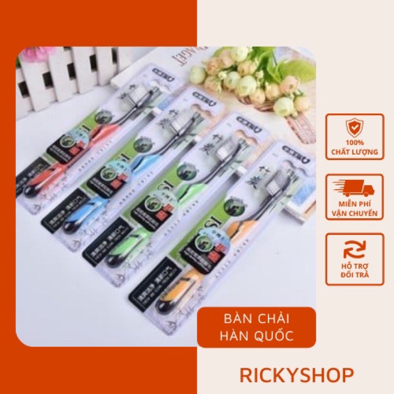 BÀN CHẢI SỢI THAN TRE Hàn Quốc mềm mại tiện dụng an toàn cho người sử dụng