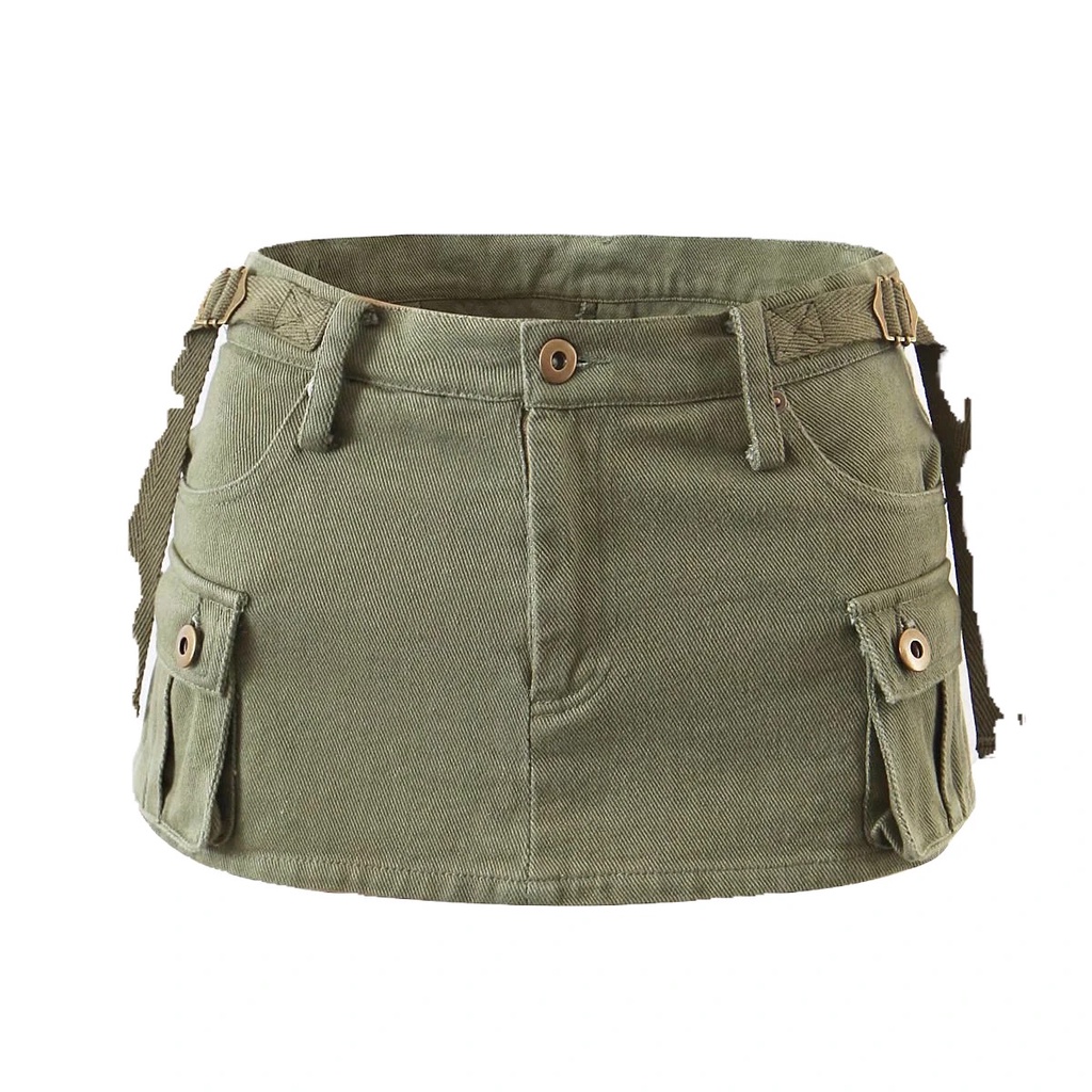 Váy Yếm Denim Eo Thấp Kiểu Retro Mỹ Thời Trang Mùa Hè Quyến Rũ Cho Nữ