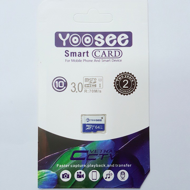 Thẻ nhớ yoosee 64GB Pro A1 Micro SDHC U3 class 10 - Tốc độ cao 100Mb/s - Tương thích mọi thiết bị