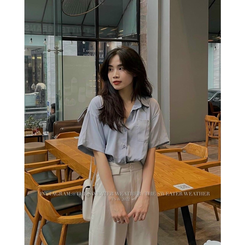 Quần Ống Suông Ru.by Nắp Túi Dáng Dài Cạp Cao Cách Điệu Phong Cách Hàn Quốc