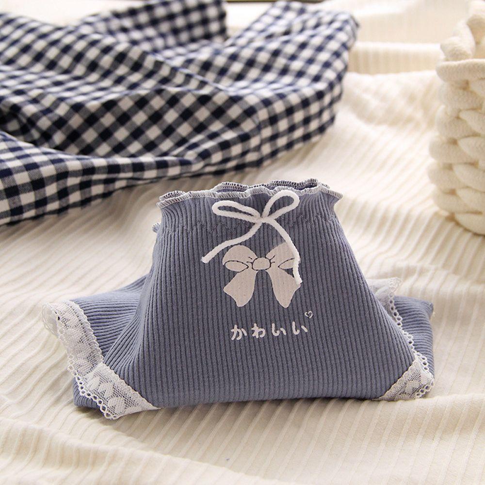 Quần Lót Phối Ren Bèo Họa Tiết Trái Tim Nấm Dễ Thương Cho Nữ