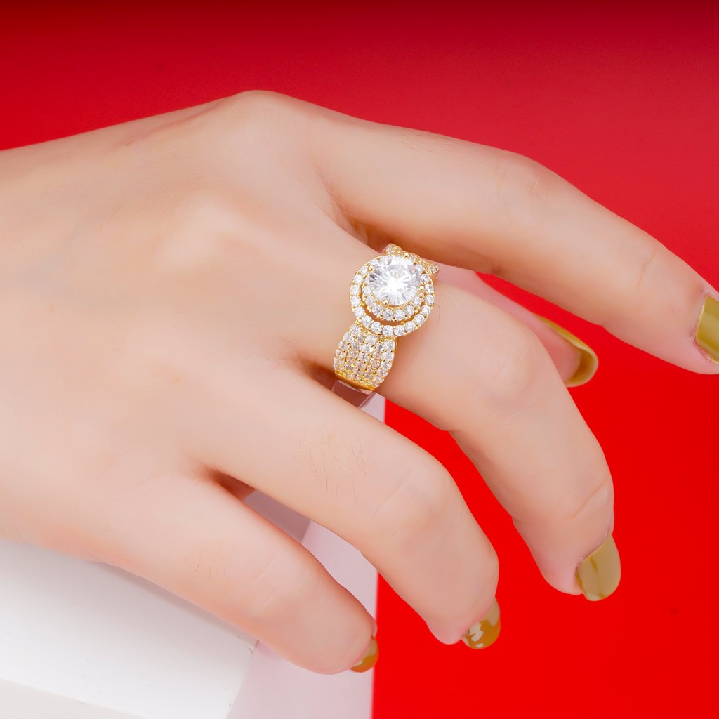 Nhẫn nữ UHA mạ vàng 18K đính đá CZ N339