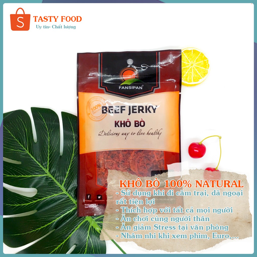 Bò khô sợi gói 50g đảm bảo vệ sinh an toàn Fanxipan, khô bò sợi loại đặc biệt siêu ngon đặc sản Tasty Food | BigBuy360 - bigbuy360.vn