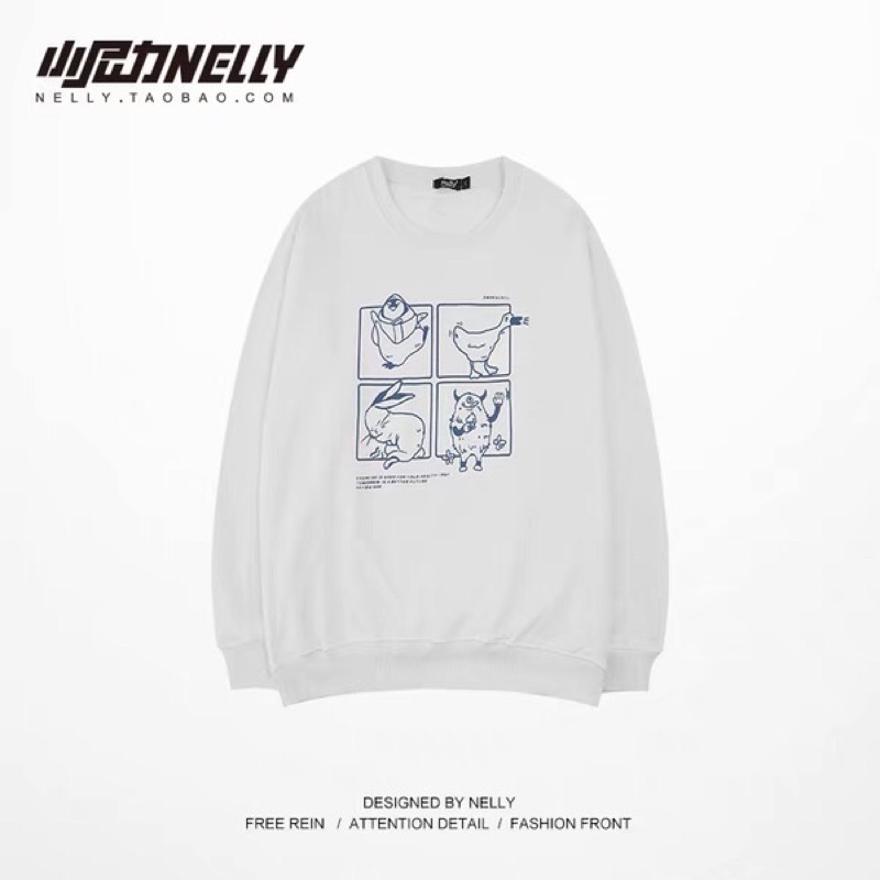 Áo sweater nelly heybig nỉ lót lông sale (có sẵn) smoke chill