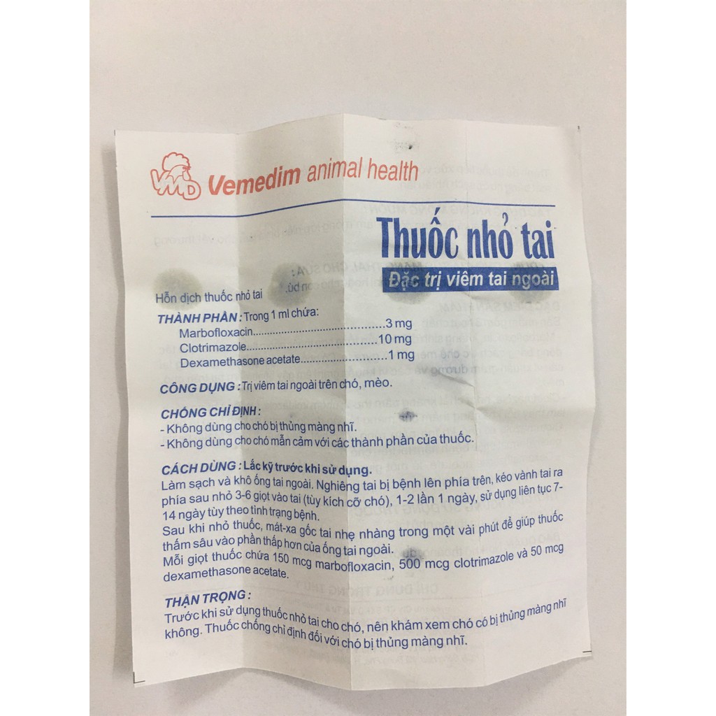 LỌ NHỎ TAI - VỆ SINH TAI CHÓ MÈO - VEMEDIM - 10ML