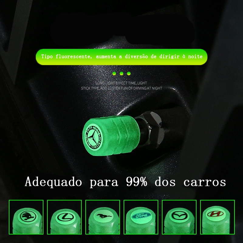 Bộ 4 Vỏ Bọc Van Bánh Xe Phát Sáng Trong Tối