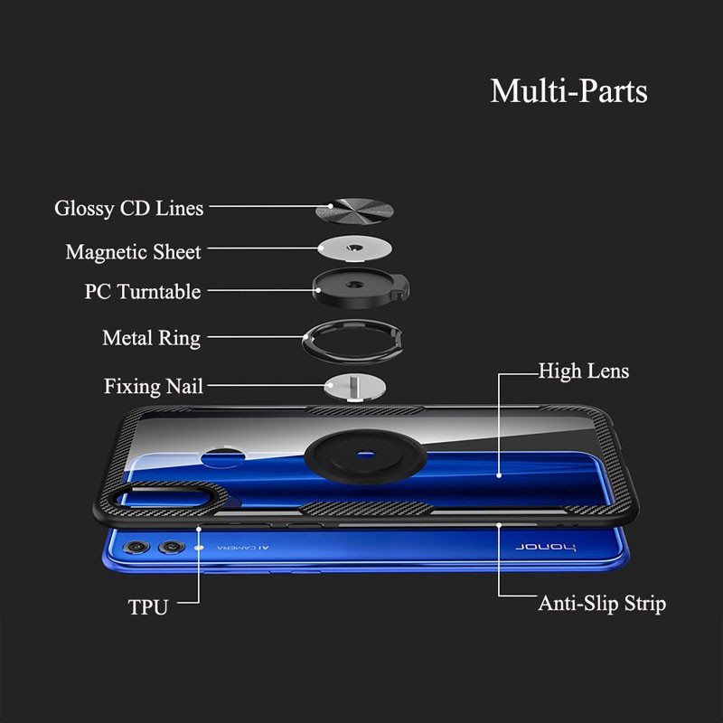 Ốp điện thoại trong suốt có giá đỡ cho Huawei Honor 8X Max 7X V20 10 Lite Play enjoy Y Max