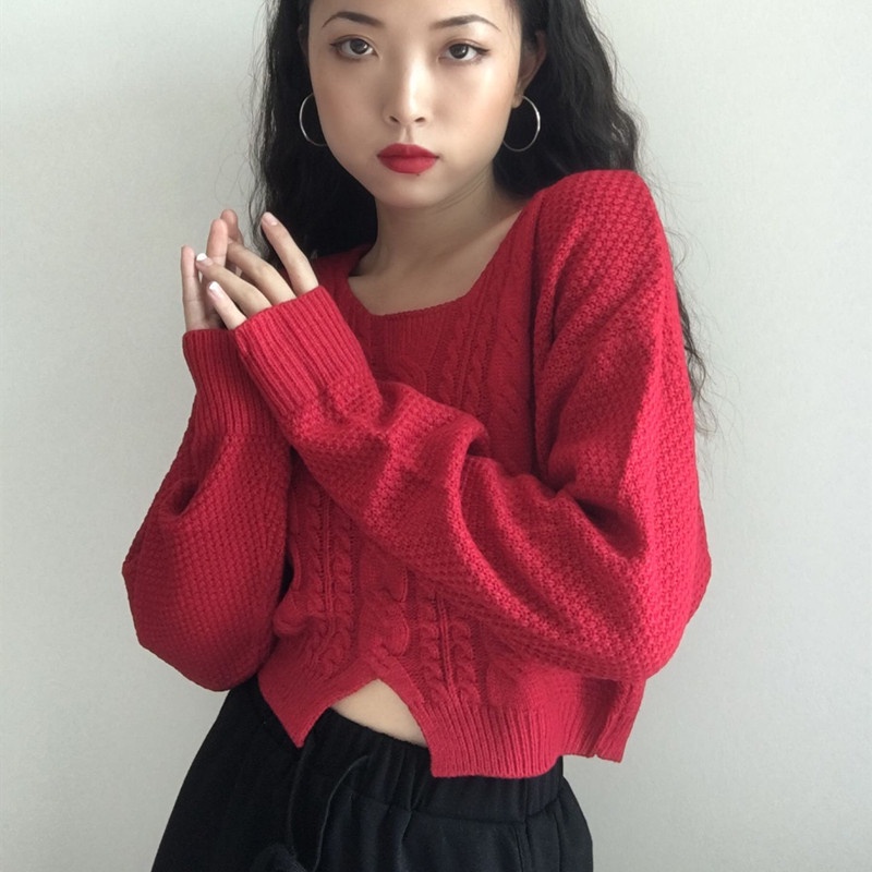 Áo sweater SUXI tay dài cổ tròn dáng rộng thời trang mùa thu cho nữ