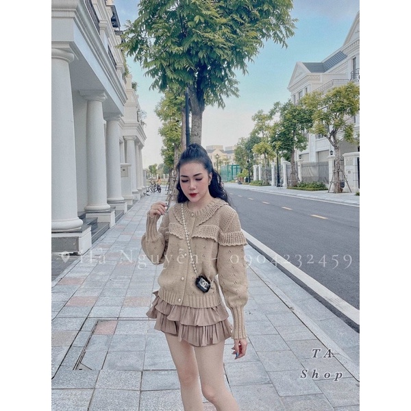 Áo len thừng viền bèo khuy ngọc quảng châu | BigBuy360 - bigbuy360.vn