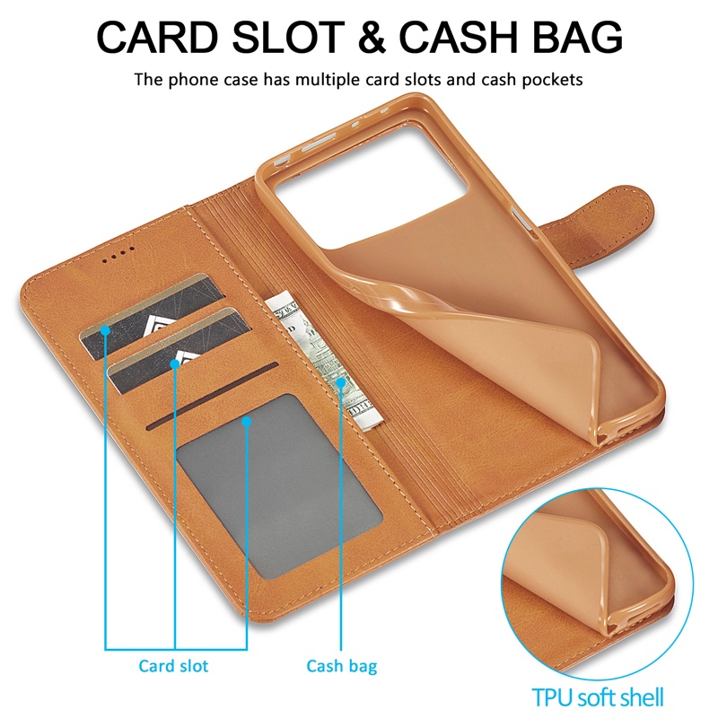 Bao Da Điện Thoại PU Dạng Ví Nắp Lật Cho Xiaomi Poco M4 Pro M5 M5s M4 X4 Pro X4 GT X4 NFC F4 4G 5G Ốp