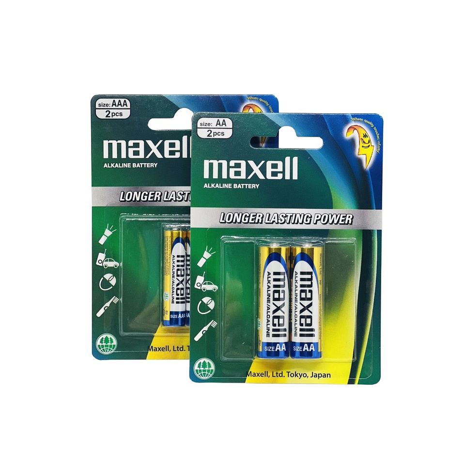 Pin Tiểu, Pin Maxell alkaline Vỉ 2 viên LR03(GD)2B Chính Hãng 2 Size Nhỏ AAA Và Size Nhỡ AA