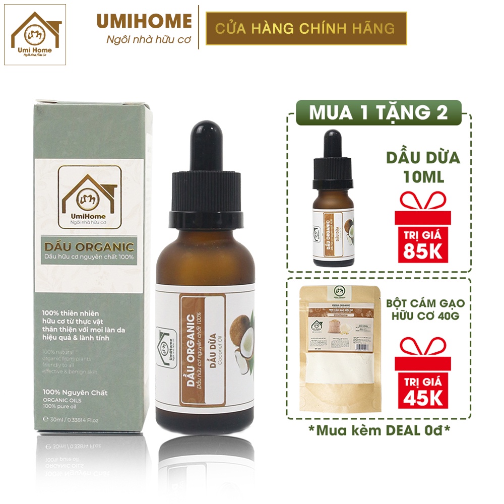 Dầu Dừa massage thư giãn tái tạo da hữu cơ UMIHOME nguyên chất 30ML