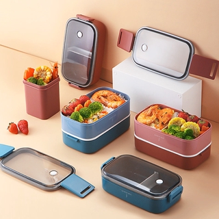 New Japanese lunch box, lunch box, lunch box, tableware box, microwave heating, double deck lunch box with partition board