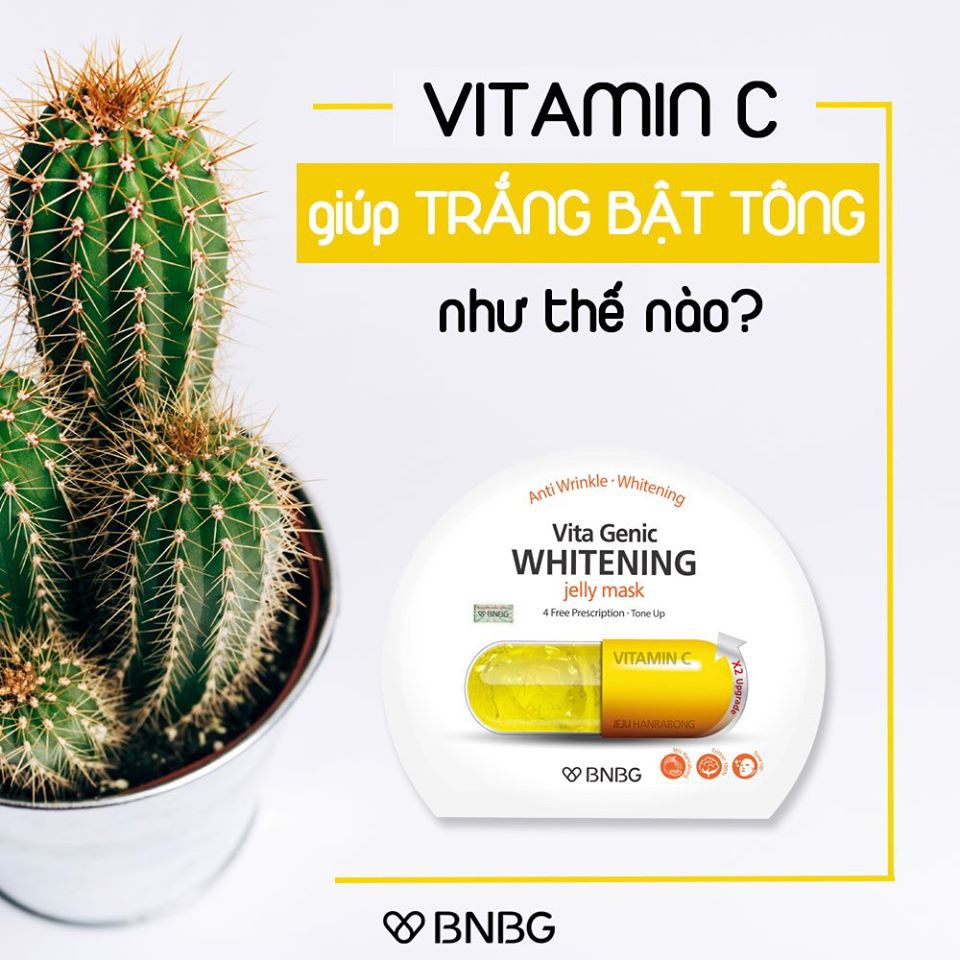 Hộp 10 Mặt nạ giấy dưỡng trắng da và làm đều màu da BNBG Vita Genic Whitening Jelly Mask (Vitamin C) 30ml x 10