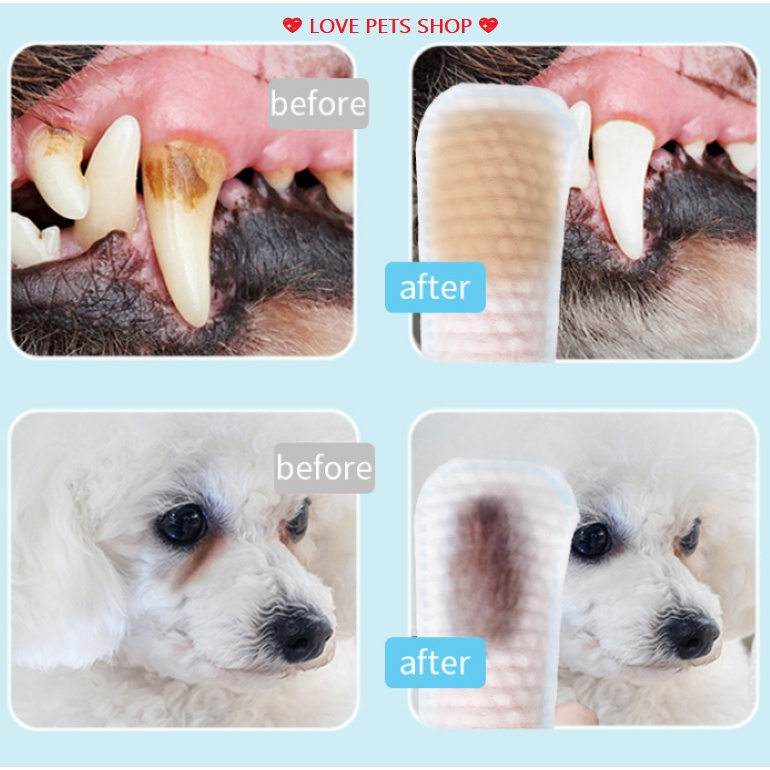 Khăn ướt lau răng, vệ sinh răng miệng cho Chó Mèo chiết xuất từ lô hội hộp 55 miếng - Love pets shop