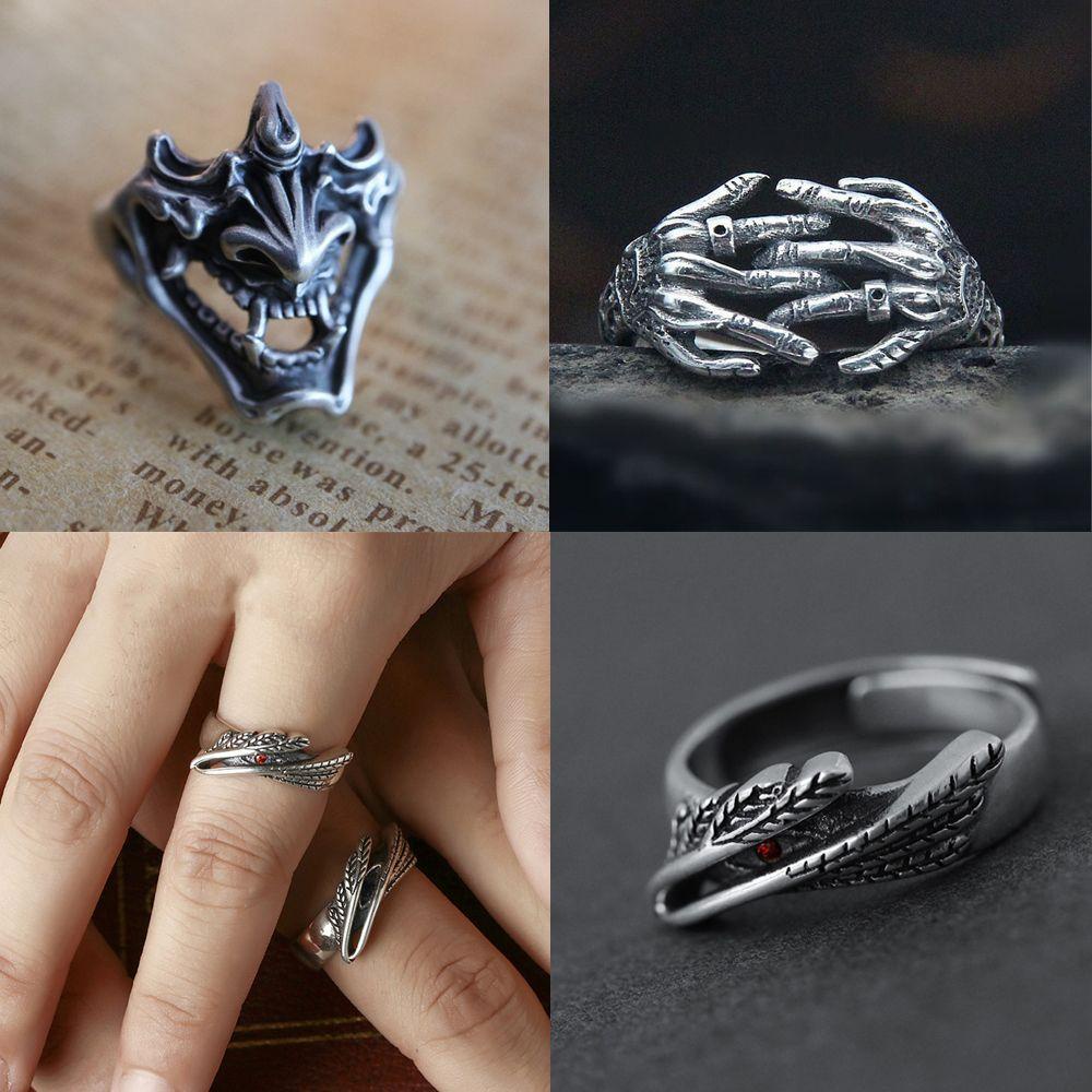 DIACHAVN Nhẫn Đính Hôn Nữ Thiết Kế Tối Giản Phong Cách Gothic