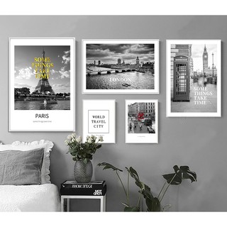 Bộ 5 tranh canvas treo tường khung cảnh châu âu căng khung vip135