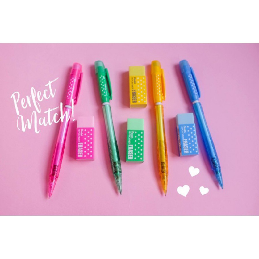 Chì Kim Pentel Fiesta Thân Trong 0.5 / 07mm | 8 Màu Vỏ | Đầu Tẩy Tiện Lợi