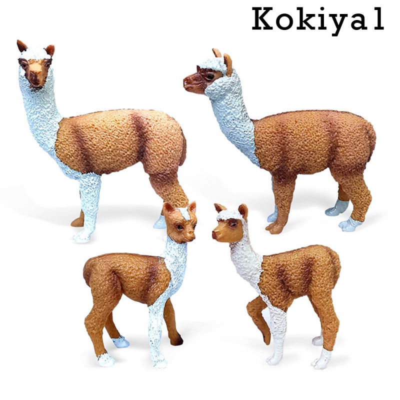 [HOT]4/Set Lifelike Alpaca Figure Farm Zoo Animal Statues Home Tabletop Decors