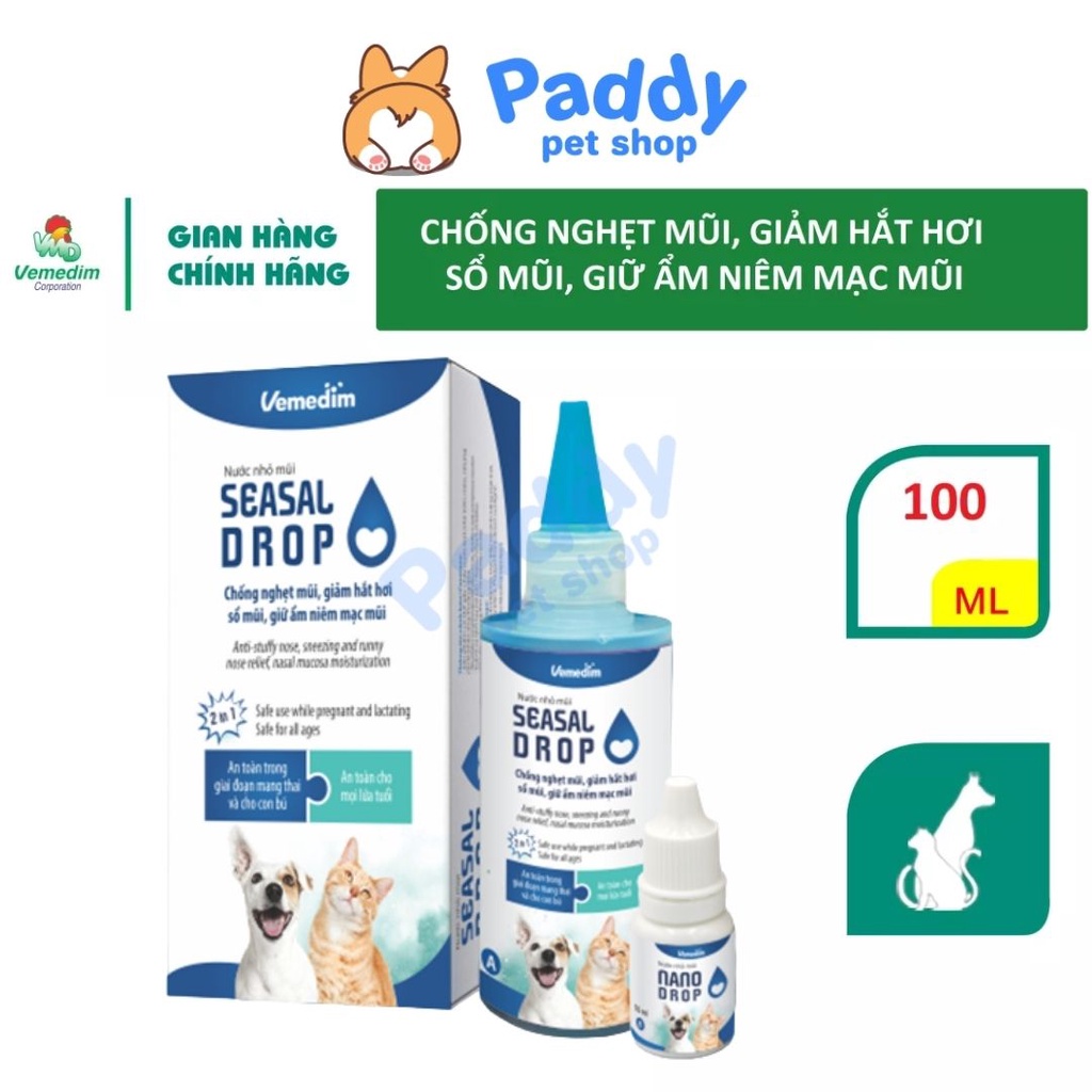 Dung Dịch Chống Nghẹt Mũi Giảm Hắt Hơi Giữ Ấm Mũi Seasal Drop cho Chó Mèo