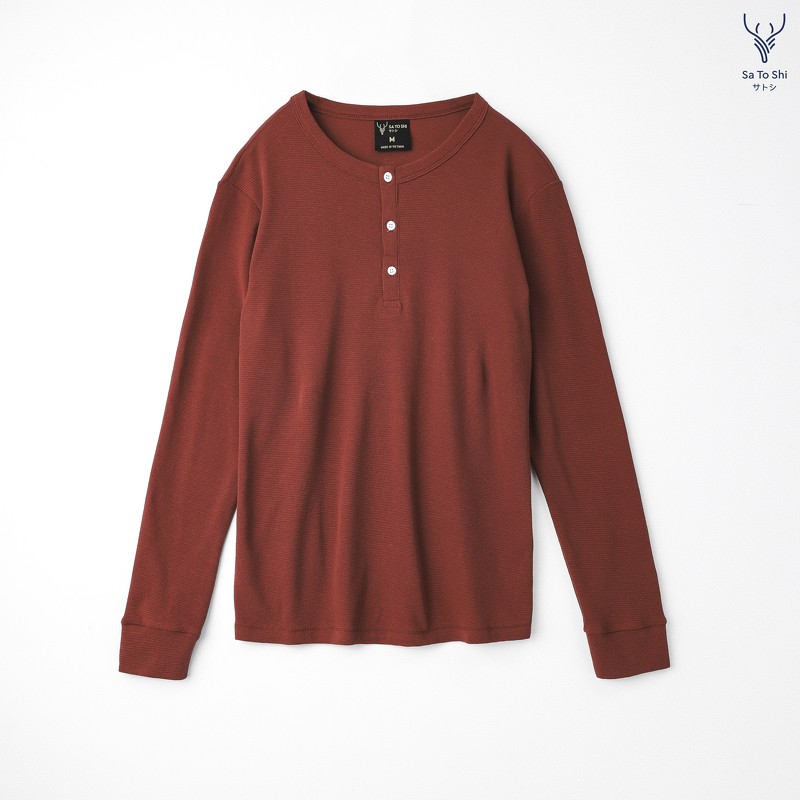 SATS36 | Hẻm Store| Aó Thun SATOSHI Waffle Dài Tay Đỏ chất liệu len pha cotton thoáng mát, thám hút mồ hôi,dáng vừa | BigBuy360 - bigbuy360.vn