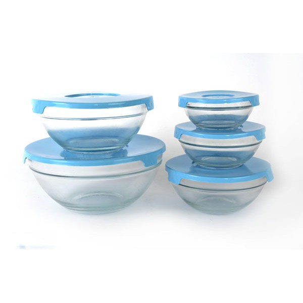 Bộ 5 tô thủy tinh Cooking Bowl có nắp đậy