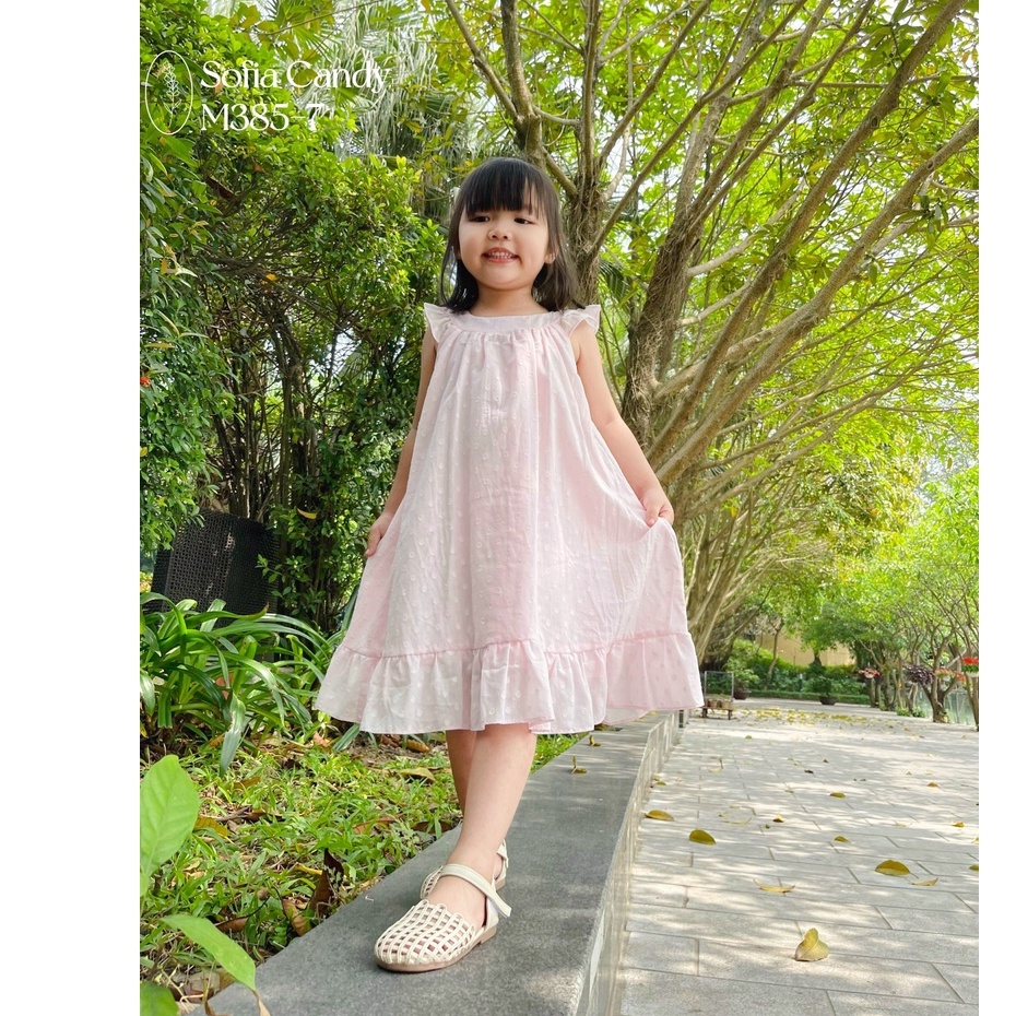 VNXK-VÁY SOFIA HỒNG NGỌT NGÀO CHO BÉ GÁI -MÃ ĐBG05