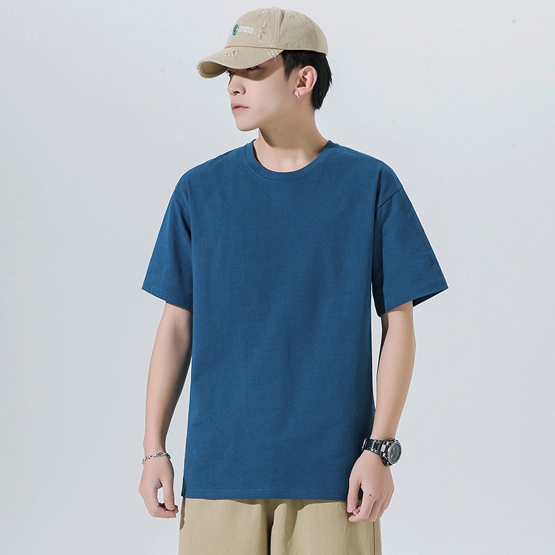 Áo Thun Tay Ngắn Cổ Tròn Màu Sắc Đơn Giản Chất Liệu Cotton Cao Cấp Thời Trang Cho Nam