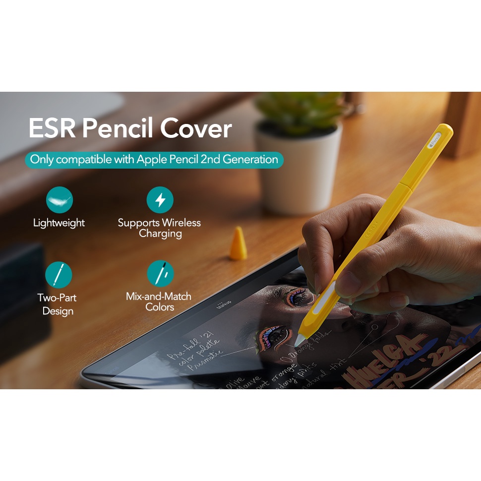 Bao Case Vỏ ESR Pencil Cover Silicone Siêu Mỏng Bảo Vệ cho Apple Pencil 2 - Hàng Chính Hãng.