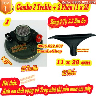 COMBO 02 LOA TREBLE THUMPER + 02 PHỄU 11 X 28 + TẶNG 02 TỤ 2.2
