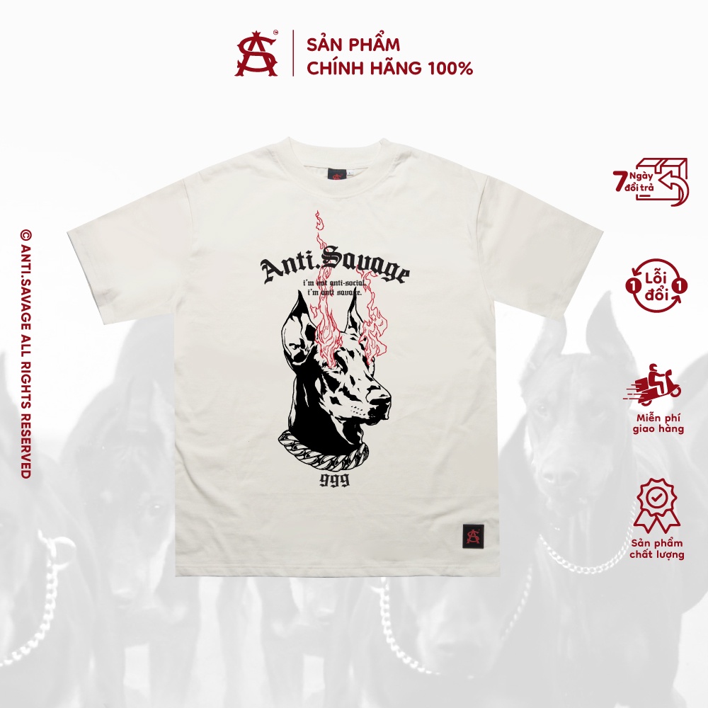 Áo thun unisex Anti.savage hình in cao cấp màu be - [ Infernal ]