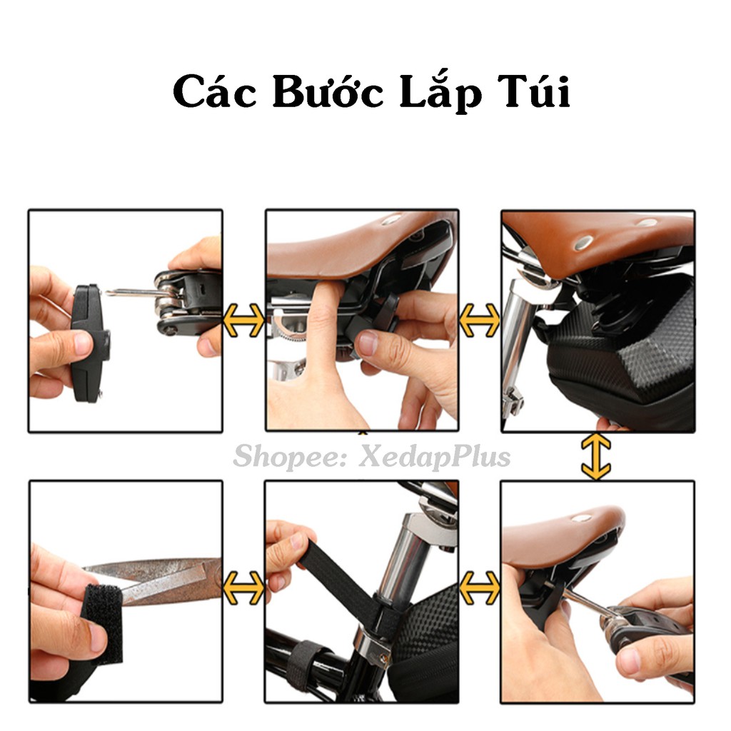 Túi cốt yên xe đạp vỏ cứng cao cấp chống nước – Túi đựng đồ gắn vào dưới yên xe đạp