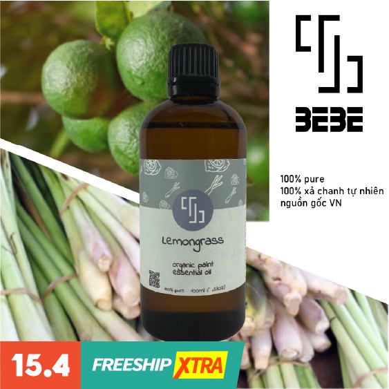 Tinh Dầu Xả Chanh Xông Phòng 100ml 100% Xả Chanh Tự Nhiên Xuất Sứ Việt Nam Organic BEBE Dùng Spa Giảm Stress Đuổi Muỗi