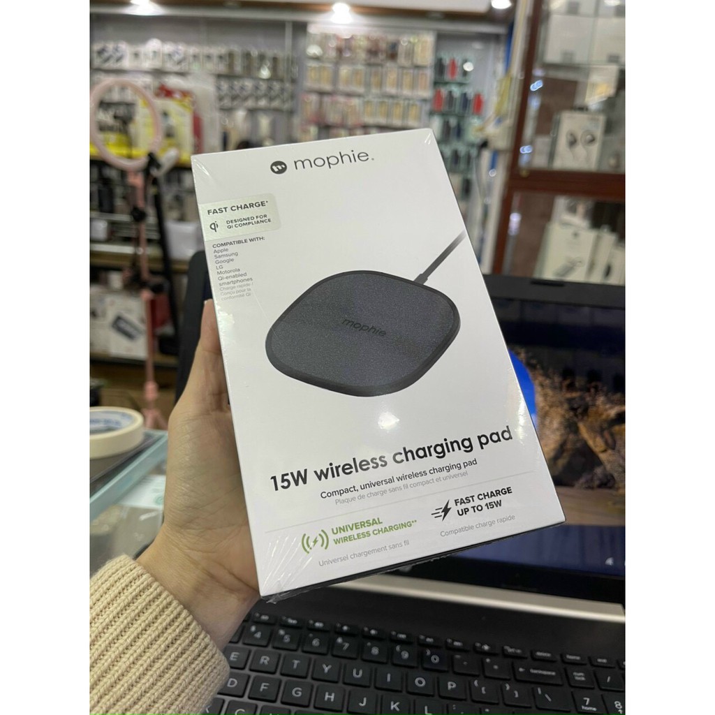 Đế sạc nhanh không dây mini siêu mỏng mophie Wireless 15W Charging Pad cho IPhone 12/samsung