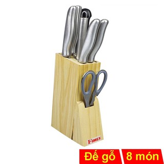 Bộ dao inox 8 món Fimex FI-017 đế bằng gỗ