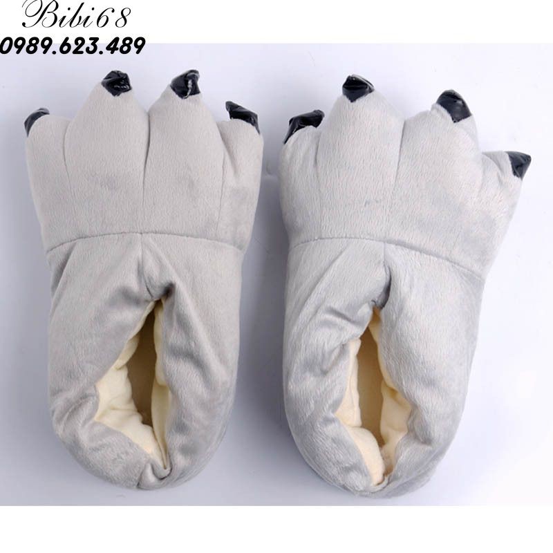 Giày Dép bông bộ Đồ thú khủng long xanh liền thân lông mịn Pijama dáng Động Vật Hoạt Hình Cosplay