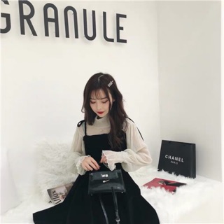 Set váy yếm vải đen ulzzang👑