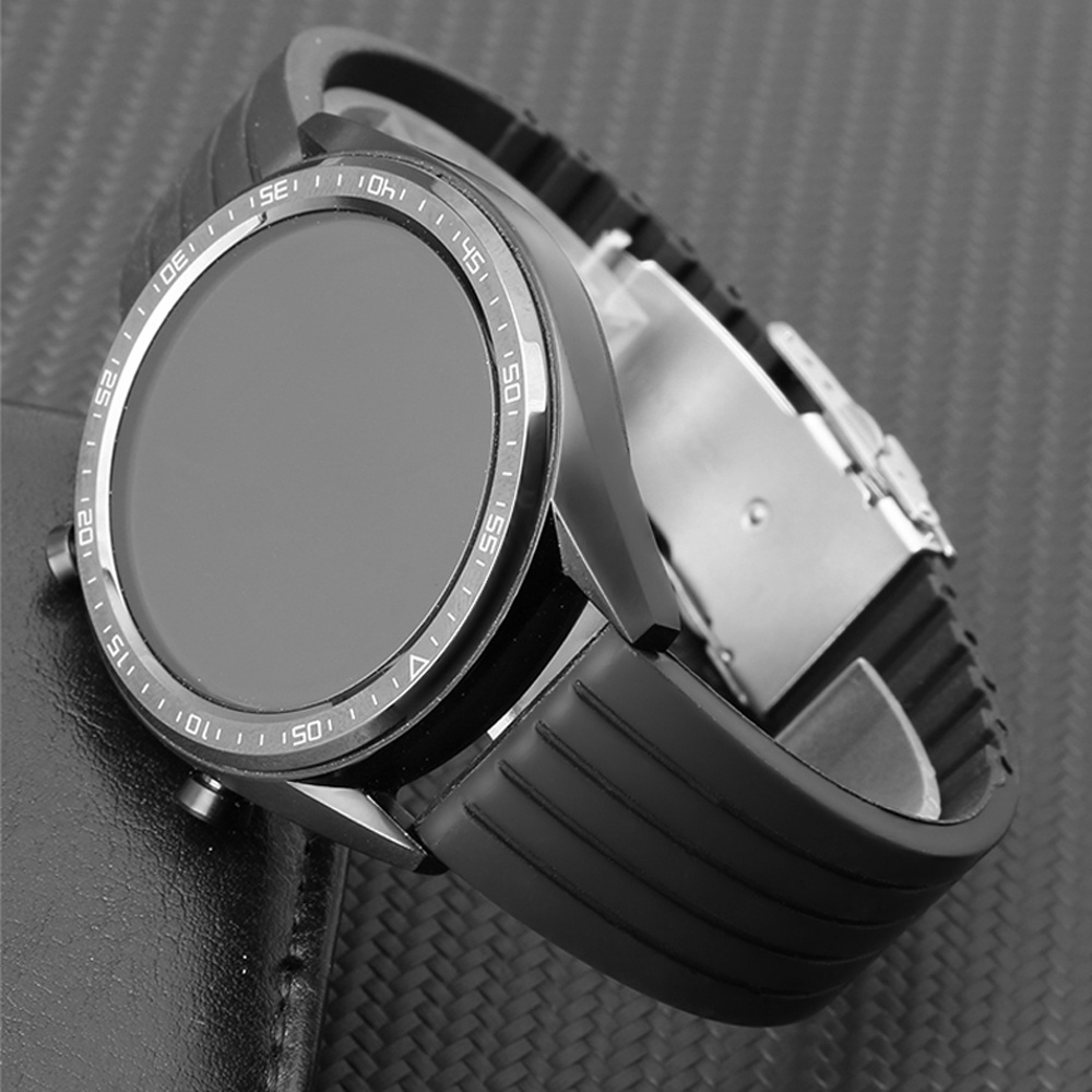 Dây Đeo Đồng Hồ Thông Minh Bằng Cao Su Silicone Chống Thấm Nước Họa Tiết Kẻ Sọc 18 / 20 / 22 / 24mm