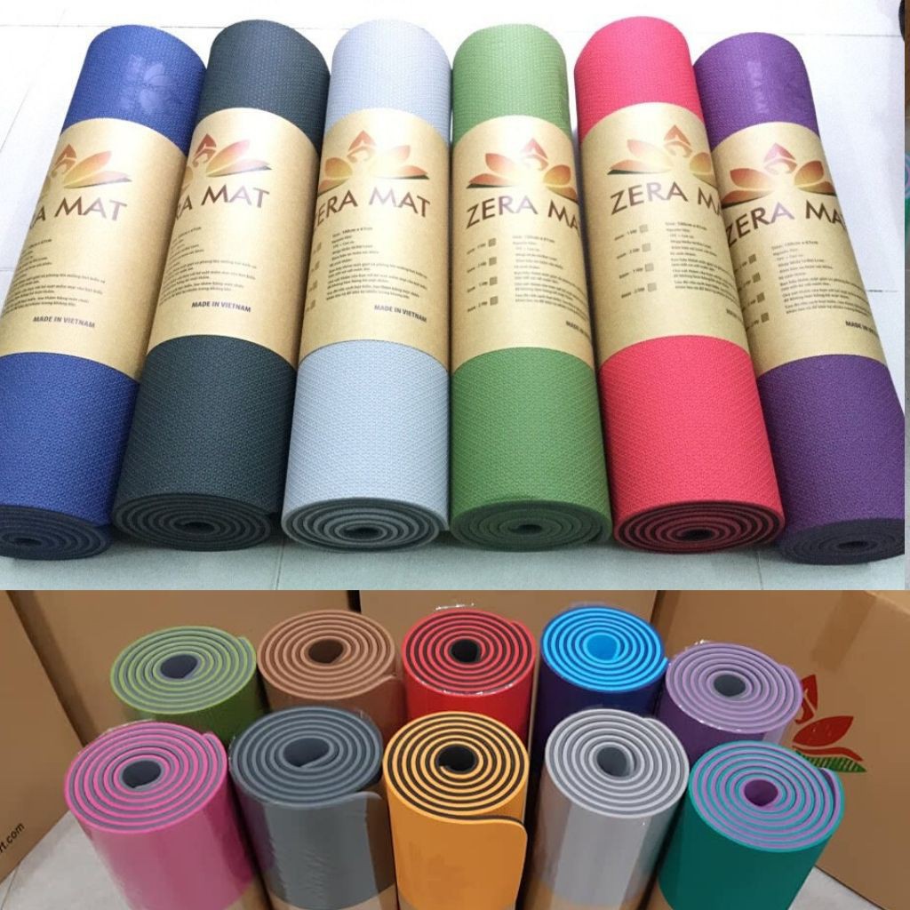 Thảm Tập Yoga TPE ZERA MAT 8mm 2 Lớp Màu Hồng Nữ Tính, Chống Trơn Trượt, Dễ Vệ Sinh, Không Mùi Hôi ❤️Tặng Dây Cột ❤️