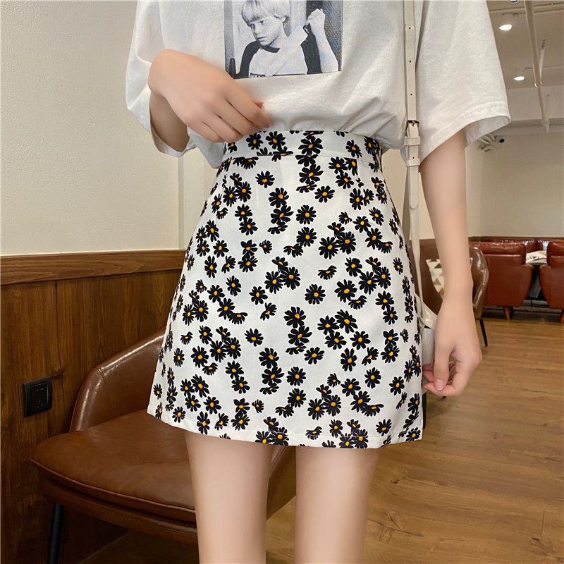 Chân Váy Ngắn Chữ a Lưng Cao In Họa Tiết Hoa Cúc Phong Cách Hàn Quốc Thời Trang Mùa Hè Xinh Xắn Cho Nữ