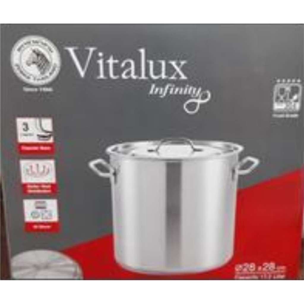 NỒI INOX ZEBRA 3 ĐÁY VITALUX INFINITY 28x28CM - 17,2 LÍT - 171338