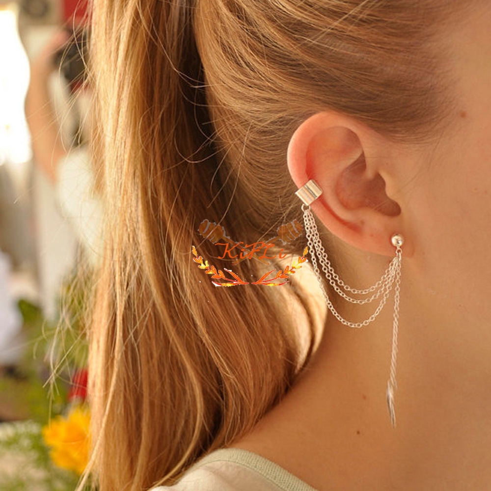 Khuyên tai hợp kim mặt hình chiếc lá phong cách thời trang