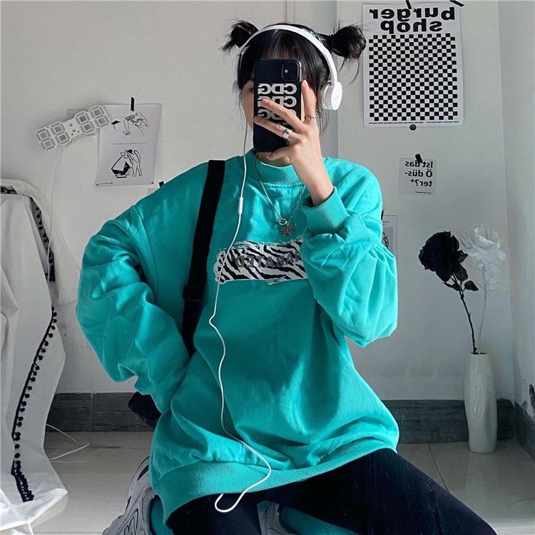 NRVP Áo Hoodie Dáng Rộng Thời Trang Hàn Quốc Đơn Giản Cá Tính Cho Nữ