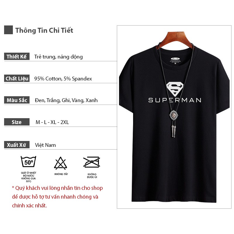 Áo thun nam TINOFUN Áo tay lỡ nam mã TT26 họa tiết Superman ngắn tay thể thao đẹp mùa hè tập gym vải cotton