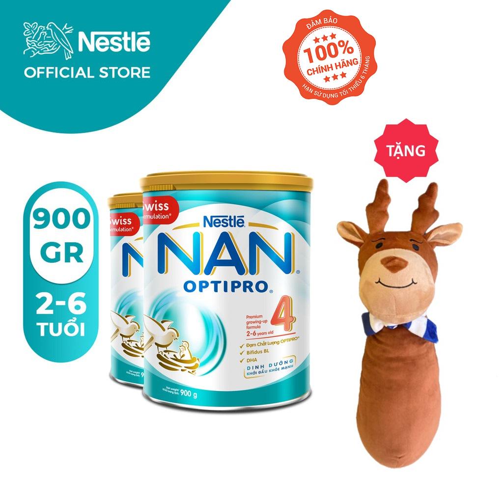 [Tặng 1 Gối Ôm Tuần Lộc] Combo 2 Lon Sữa Bột Nestle NAN Optipro 4 (900g/lon)