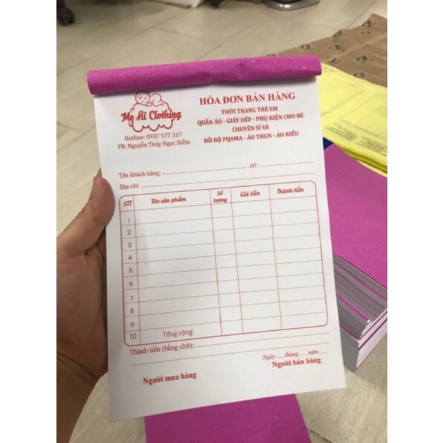 In 10 cuốn hoá đơn bán hàng theo yêu cầu khổ A5,A6 lấy ngay loại 100 tờ 1 quyển